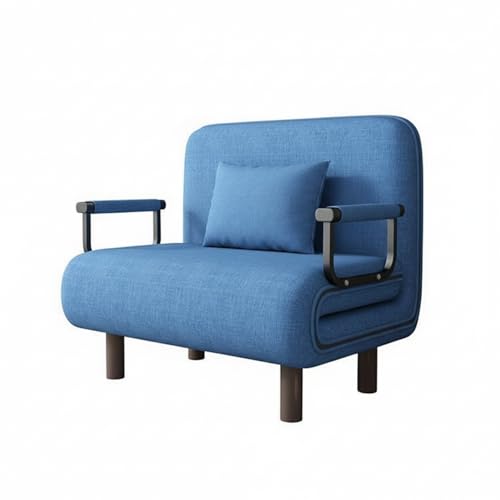 Catálogo de Sofa Cama Azul los más solicitados. 41 Genérico Sofá Cama Plegable de Metal, Diseño Moderno, 1 Plazas, Tapizado en Tela Azul, Multifuncional para Sala y Estudio (深蓝色) 60 * 190 cm