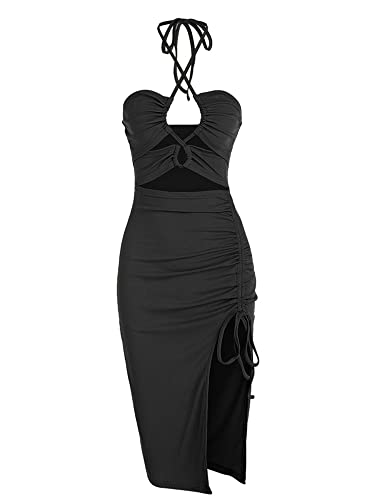 ZAFUL Women's Sleeveless Dress Sexy Midi Halter Dresses Criss Cross Cami Womens Casual Clothes for Party