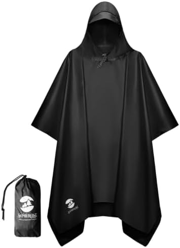 SaphiRose Hooded Rain Poncho Waterproof Raincoat Jacket for Men W...