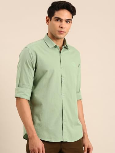 Image of Cavallo by Linen Club Full Sleeve Solid Regular Fit Linen Casual Shirt