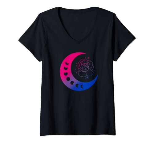 Womens Bisexual Pride Subtle LGBTQ Moon Phase LGBT Bi Pride V-Neck T-Shirt
