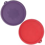 Kiicii 7 Cup Round Silicone Storage Cover Lids Replacement for Anchor Hocking and Pyrex 7402-PC Glass Bowls (Container not Included) (Deep Blue & Red) 2 Pack