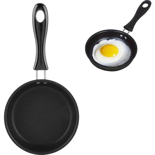 Zbssny 1pcs Mini Non-Stick Frying Pan Mini Frying Pan for One EggNon-Stick Perfect for Single Egg Cooking Suitable for Gas and Inductio 12cm Diameter Black