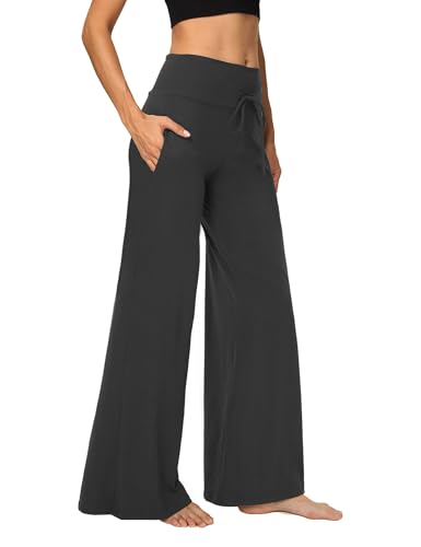 1/3 Pack Wide Leg Yoga Pants for Women, Comfy Lounge Pajama Sweatpants Loose Causal Palazzo with Pockets