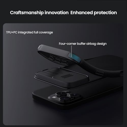 Image of Mangix for iPhone 16 Pro Max Case with Camera Cover,Slim Fit Thin Polycarbonate Protective Shockproof Cover with Slide Camera Cover, Upgraded Case for Phone 16 Pro Max 6.9inch 2024 Black