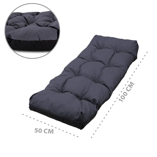 Amazinggirl Bankauflage Sitzkissen Outdoor Hollywoodschaukel Kissen 100x50 cm - Sitzpolster Bank Polster für Sitzbank Gartenbank und Paletten Bankkissen Indoor und Outdoorkissen Graphit
