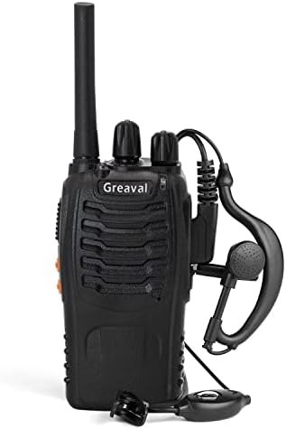 Greaval Walkie Talkie Rechargeable 4 Pack Long Distance 2 Two Way Radio for Adults and Kids 16 Channel with Earpieces Headphones LED Flashlight