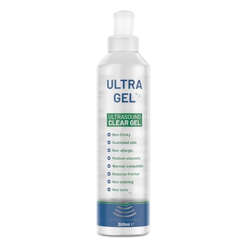 Electro Spyres Gel de ultrasonido transparente | Botella de 300 ml | Antialérgico | No mancha | Reduce la fricción | Viscoso | Seguro para cabezales de escaneo