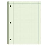 Engineering Paper 8.5 x 11, 100 Sheets Top Glue Binding Engineering Notebook, 5x5 Quad Ruled Graph Paper, 3-Hole Punched Engineering Computation Pad 8.5 x 11, Green Tint Engineering Paper Notebook