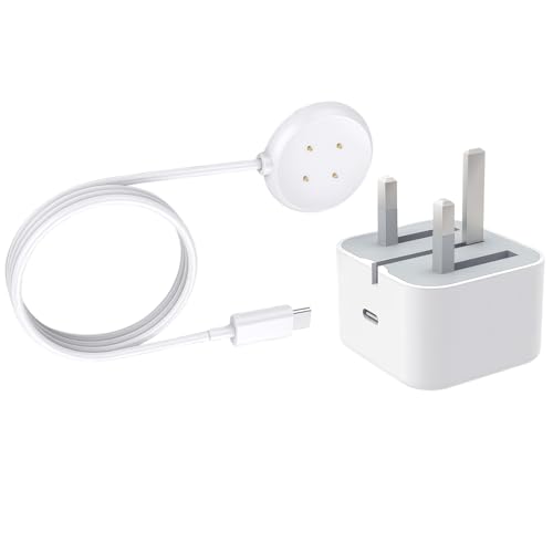 Smartwatch Charger for Google Pixel Watch charger 2&3 Magnetic Dock Stand Charging Cable 1M+Fast 20W USB C UK Foldable Charging Head;20W usc charger plug Compatible Google Pixel Watch 3/2 Replacement