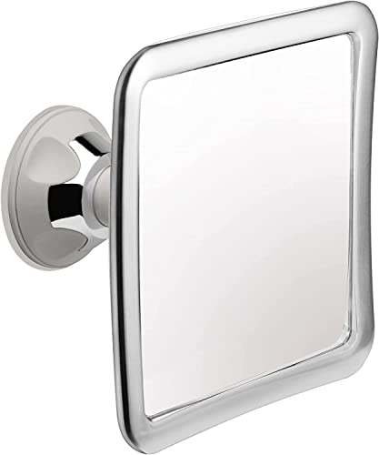 Image of MIRRORVANA Fogless Shower Mirror for Shaving with Upgraded Suction-Cup, 1X Magnifying, 6.3 x 6.3 Inch (Chrome Frame, Grey Suction)