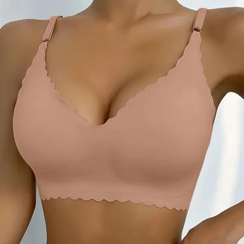 Wireless Push Up Bra with Support and Lift Seamless Jelly Bras Coffee Large - image 3