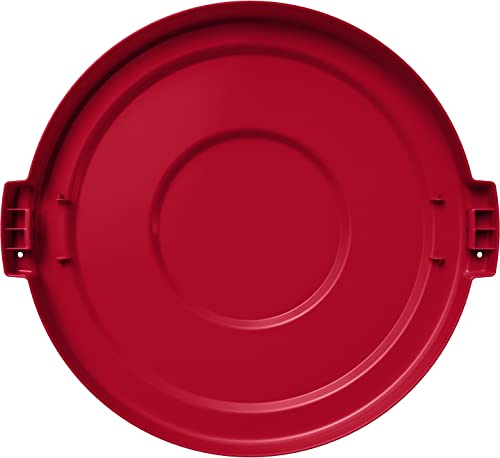 Image of SPARTA Bronco Waste Container Trash Can Lid, Round Trash Bin for Disposal, 32 Gallons, Red (Pack of 2)
