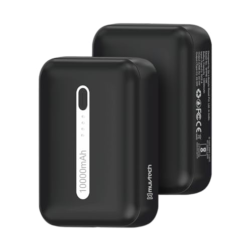 Image of Muvtech Zip 10 Pocket Size 10000mAh Mini Power Bank, 22.5W Fast Charging, Dual Output USB-A & Type-C Ports, Compact Pocket Size, LED Indicators, Travel Friendly, Portable (Black)