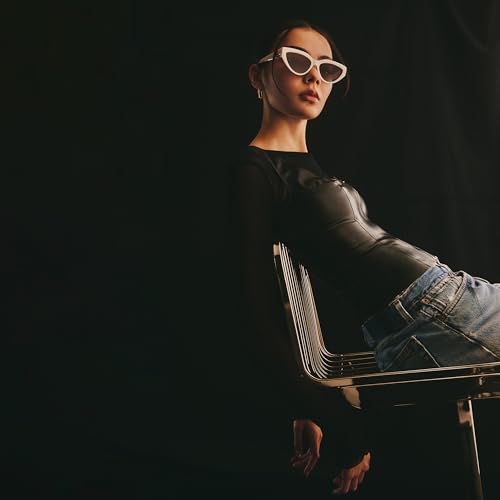 Quay - Womens Sunglasses, Polarized Cat Eye Lenses with UV Protection (Narrow Down, Black)4