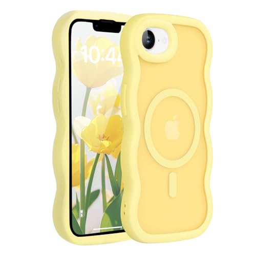 Amzfield for iPhone 16e/17e Case for Magsafe Wavy Frame Cute, Yellow - image 8