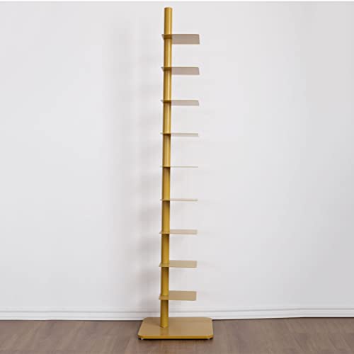 Waeyz Rotating Bookshelf, Multi-Layer Design Modern Bookcase, Metal Open Bookshelf, Free Standing Books Storage Rack, For Home Office,Living Room, Bathroom ( Color : Gold ) #TOP26