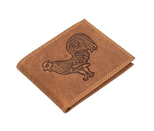 Rooster Bifold Genuine Leather Brown Men's Wallet, Bifold Style Cartera de Hombre Gallo4