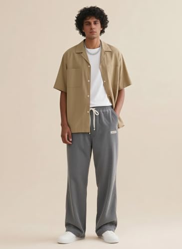 Mens Corduroy Pants Loose Fit Wide Leg with Waist Drawstring and Pockets Vintage Casual Streetwear2