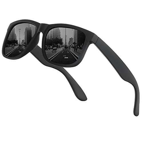 WASAIKKU Polarized Sunglasses for Men Women with UV Protection Classic Fashion Sunglasses Cycling Driving Fishing Golf (Black)