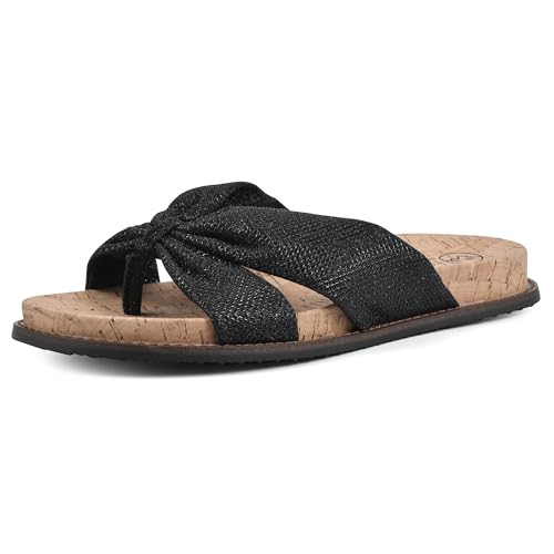 Sandale Plate Femme Malanga Noir Pailleté 41 EU Chaussure Été Confortable