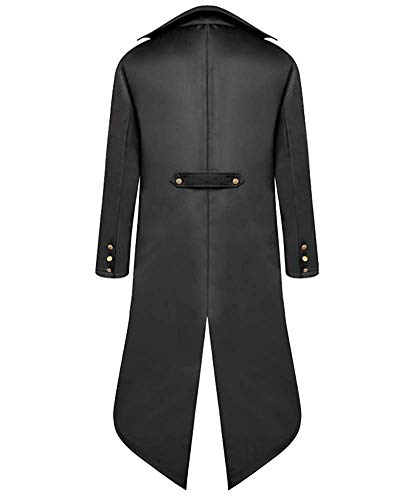 VERNASSA Mens Steampunk Vintage Tailcoat Jacket Gothic Victorian Medieval Halloween Costume Coat Black steampunk buy now online