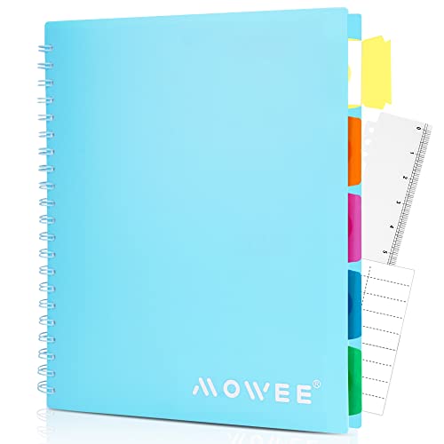 Image of 5-Subject Spiral Notebook, College Ruled, with Pocket & Tab Dividers | 200 Pages, 11 inch Ruler, 8.5 inchx11 inch Babyblue, Pocket Dividers with Tab Labels, for Writing Journal, Home, Office & School Supplies