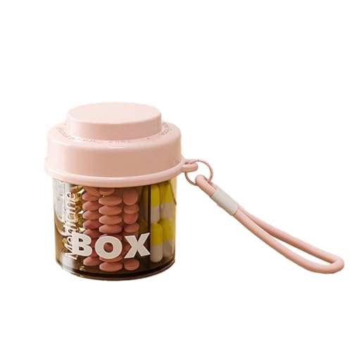 Auriselle Boîte à Médicaments Petite Boîte à Comprimés avec 4 Compartiments à Médicaments Ronde et Portable Petite pour les Voyages et le Quotidien Stockage de Comprimés, Rose