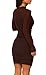 WIHOLL Women's Mesh Sheer Long Sleeve Ruched Mini Dress Fall Sexy Bodycon Little Short Mock Neck New Years Eve Cocktail Party Club Dresses 2025 Fall Outfits Plus Size Brown XL