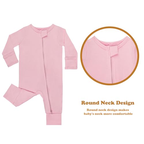 GUISBY Cotton Sleepers Footless Pajamas with Zipper and Mittens Long Sleeve Rompers for Baby2