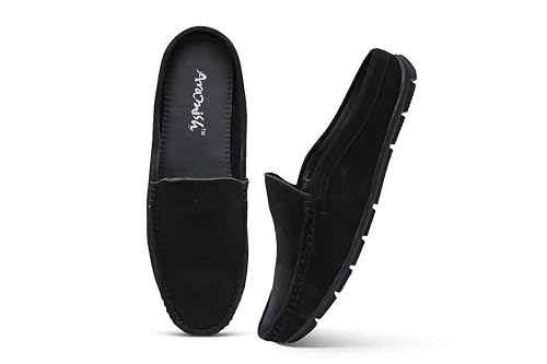 Image of ARAMISH Suede Half Loafers for Men | Men's Open Loafer Shoes