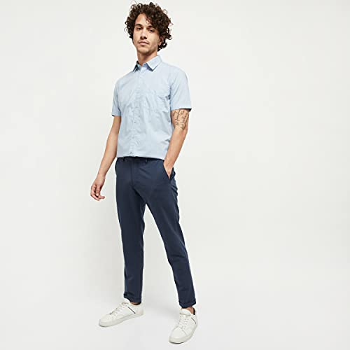 Image of Max Men Solid Spread Collar Half-Sleeve Regular Fit Casual Shirt