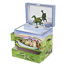 Enchantmints Dragon Castle Musical Jewelry Box for Boys Dragon Spins to The Sorcerer's Apprentice 3 Drawers Treasure Storage