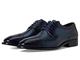Doublure entièrement en cuir Johnston & Murphy Cormac Chaussures plates Oxford à bout rond pour homme, Cuir de veau italien bleu marine, 44 EU