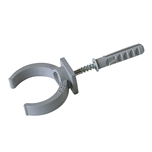 First Plast CNLM40 Colliers à lyre avec vis et chevilles pour tubes ronds ø 40 mm. Couleur grise