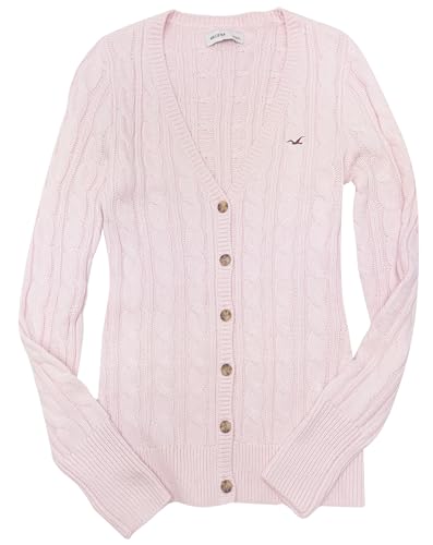 Hollister Womens Cable-Knit Icon V-Neck Sweater Cardigan (Slim Fit) HOW-73 (X-Small 00093-600)