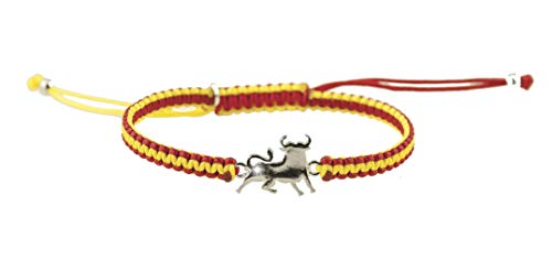 Papoly Bracelet réglable fait main en macramé/argent sterling 925/cristal de Swarovski® Livré avec une pochette-cadeau Motif drapeau de lEspagne