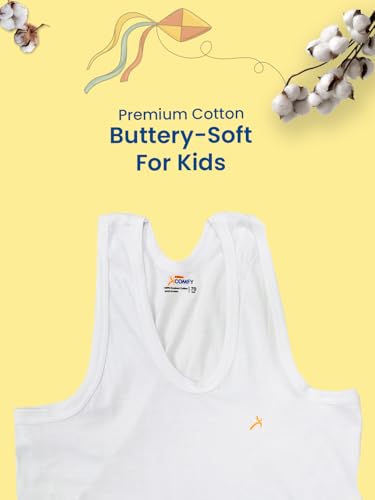 Image of Amul Comfy Boy's Vest | 100% Cotton Single Jersey Fabric | U Neck Sleeveless Innerwear | Soft Hand Feel Comfort Fit | Seamless Body | Superior Daily Comfort | Color May Vary (Pack of 4)