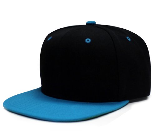 City Hunter Cf918t Plain Blank Snapback Caps (22 Colors) (Black with Teal Visor)