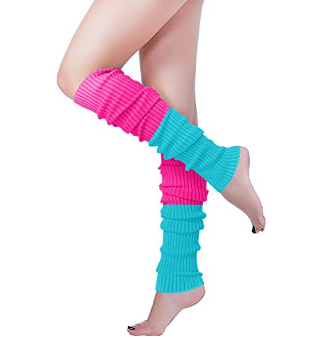 Image of v28 Women Warm Leg Warmers 80s Retro Party Costume Knit Ballet Neon Long Socks