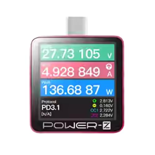 Fegtrtyoa KM003C Cargador Portátil de Batería Externa Tipo C con Carga Rápida PD3.1 QC5.0 de 240 W (Máx.) con Voltímetro y Amperímetro Digital.