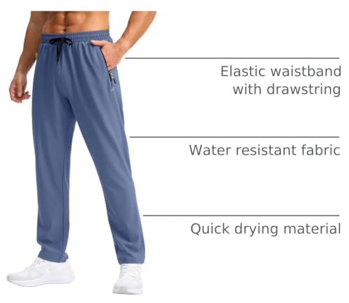 Image of Pudolla Men's Lightweight Hiking Pants Quick Dry Outdoor Sweatpants with Zipper Pockets for Athletic Workout Casual Travel