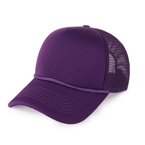 Image of CHOK.LIDS Classic Foam Trucker Hat Summer Mesh Rope Cap Solid Two Toned Blank Hat Mens Womens Adjustable Strap Light Weight