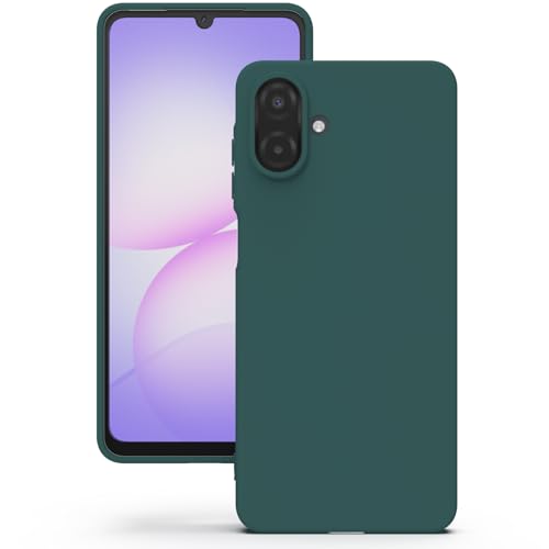 Image of YATWIN Silicone Case for Samsung Galaxy A07 4G, Soft-Touch, Shockproof, DustProof, Antiskid Phone Cover for Samsung Galaxy A07 4G - Dark Green