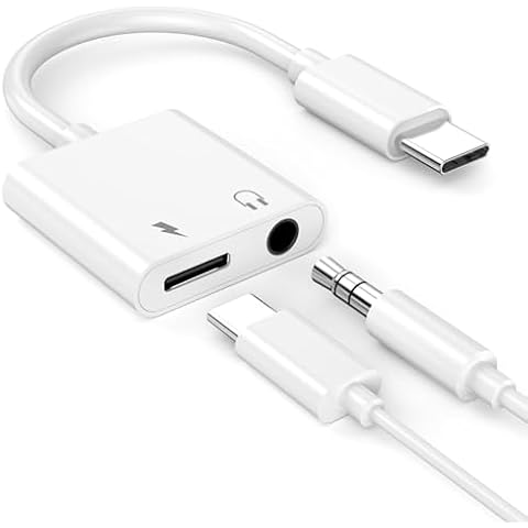 Headphone Adapter for iPhone 16 15, [MFi Certified] USB Type C to Aux Audio Jack Adapter with PD 60W Fast Charging Splitter Dongle for iPhone 16/16 Plus/16 Pro/16 Pro Max/15/15 Plus/15 Pro/15 Pro Max Cover