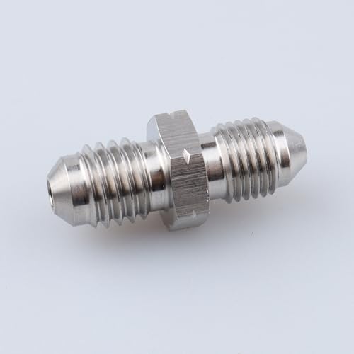 Image of AC PERFORMANCE Stainless Steel Brake Fitting Adapter -3 AN 3 /8 x 24 Male Flare to M10 x 1.5 Metric Flare Hose Fitting