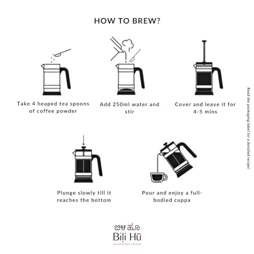 Image of Bili Hu Coffee, French Press Coffee Powder, Balur Estate, Robusta Blend, Medium Roast, (Pack of 1, 250 gms)