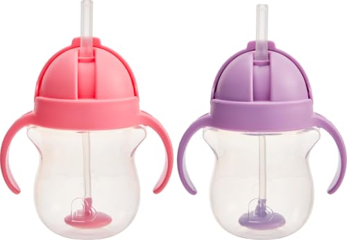 Image of Munchkin Any Angle Sippy Cups, 7 Ounce, 2 Pack, Pink/Purple