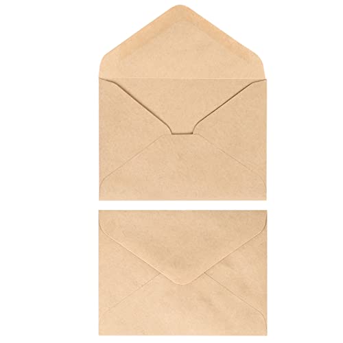 Difen Small Gummed Seal Envelopes (100 Pack) With Classic Flap For Wedding, Birthday Party Gift Card Suppli, 4.375 X 5.75 Inch Brown Kraft Envelops For Home Office Supplies #TOP4