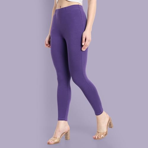 Image of ONE SKY Women Ankle Length Leggings | Premium Cotton Modal Spandex Blend | High Waist Stretchable & Bio-Washed Fabric | Colour-Lock | Ethnic Leggings for Women